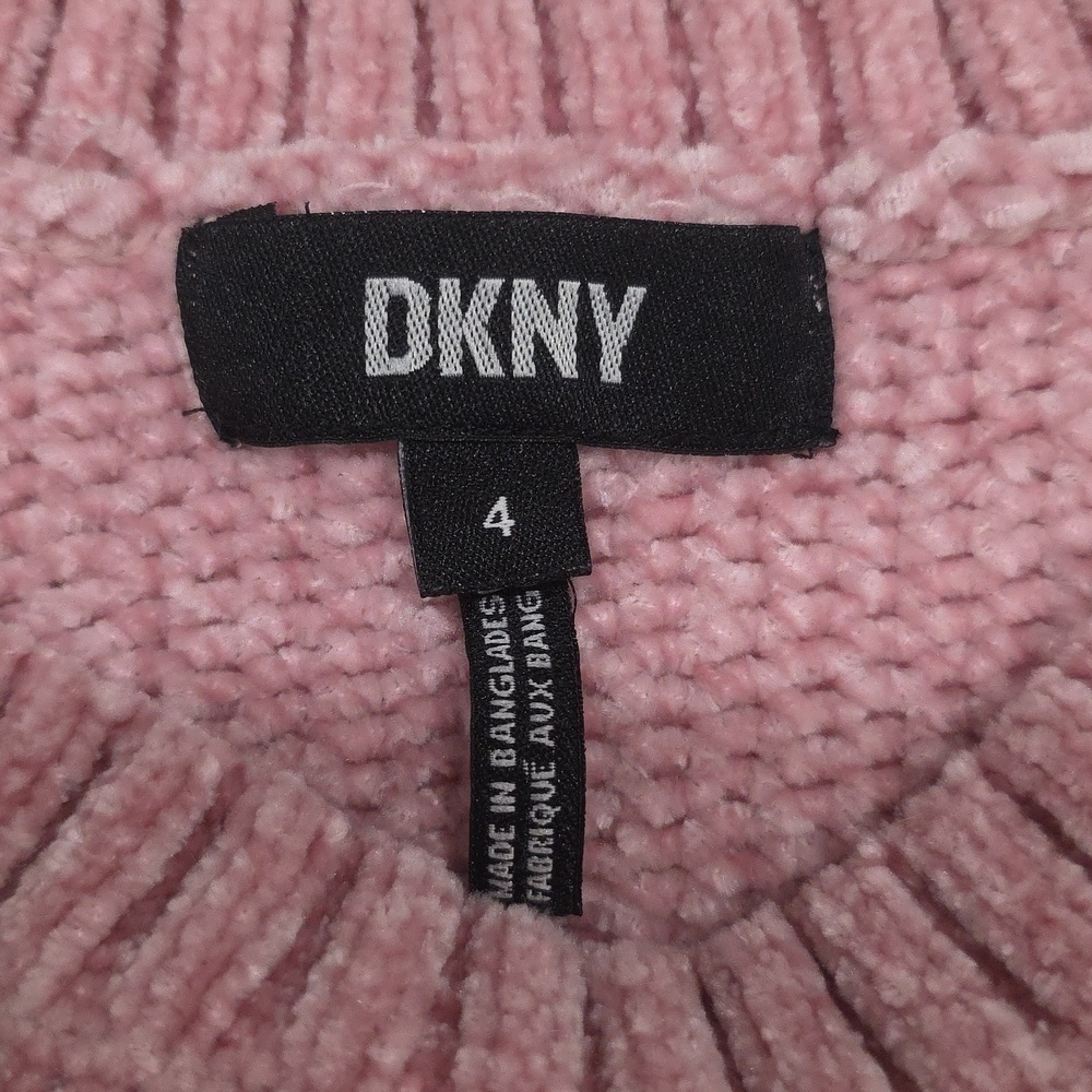 DKNY- Girls Sweater in Soft Pink with Sequin Logo. Size 4 - Picture 2 of 5
